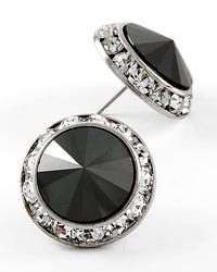 Horse Show Post Earrings -Jet Black Swarovski 3/4"