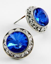 Horse Show Post Earrings - Sapphire Diamond 5/8"