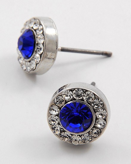 Horse Show Post Earrings - Sapphire  3/8"