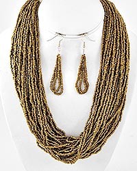 Necklace and Earring Set - Bronze Bead