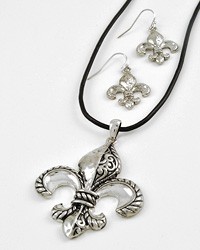 Necklace and Earring Set - Fleur de Lis
