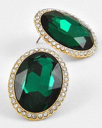 Horse Show Post Earrings - Emerald Glass 1 3/8"