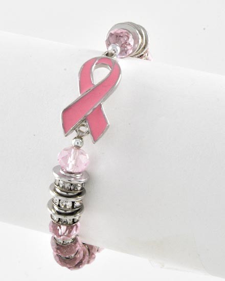 Bracelet - Stretch Survivor Ribbon with Beads