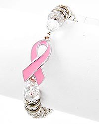 Bracelet - Stretch Survivor Ribbon with Beads