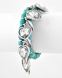 Bracelet - Heart Charm with Turquoise Stone