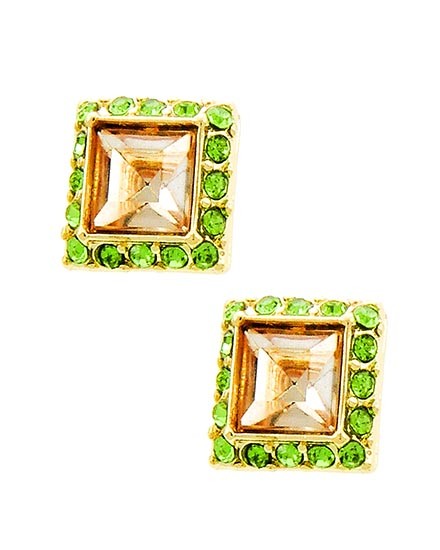 Horse Show Post Earrings -Peach Peridot 3/8"