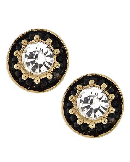 Horse Show Post Earrings - Gold Black Clear