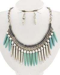 Necklace and Earring Set - Silver and Turquoise
