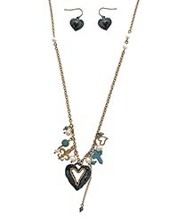 Necklace and Earring Set - Gold heart charm