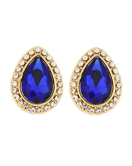 Horse Show Post Earrings - Gold Sapphire