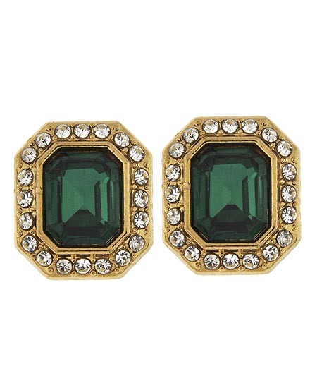 Horse Show Post Earrings -Emerald 5/8"