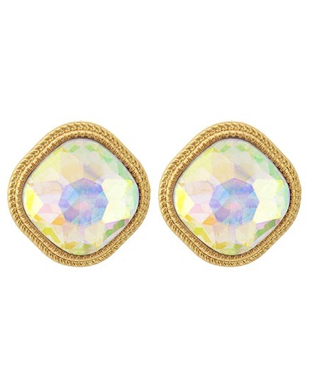 Horse Show Post Earrings - Gold AB Square 3/4"
