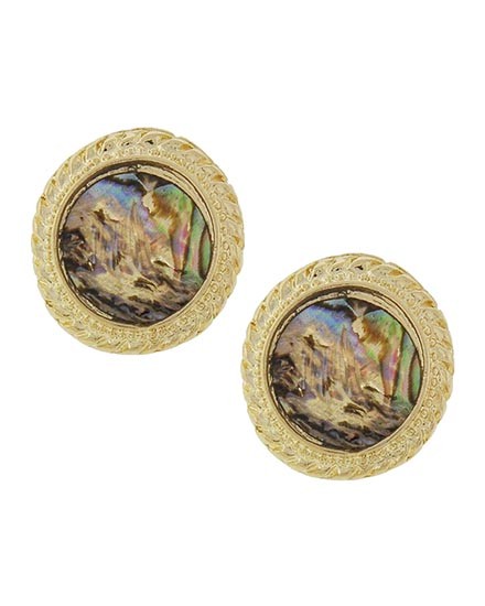 Horse Show Post Earrings - Gold Abalone 3/4"