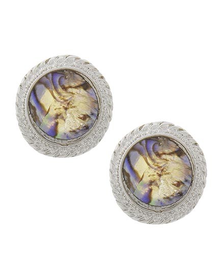 Horse Show Post Earrings - Silver Abalone 3/4"