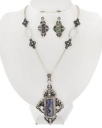 Necklace and Earring Set - Silver and Abalone