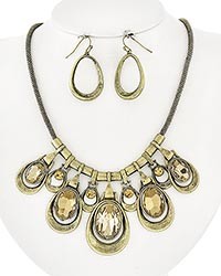 Necklace and Earring Set - Gold and Topaz