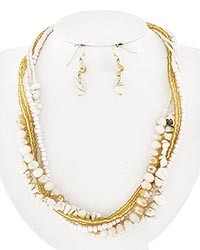 Necklace and Earring Set - Gold and Ivory