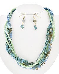 Necklace and Earring Set - Gold and Turquoise
