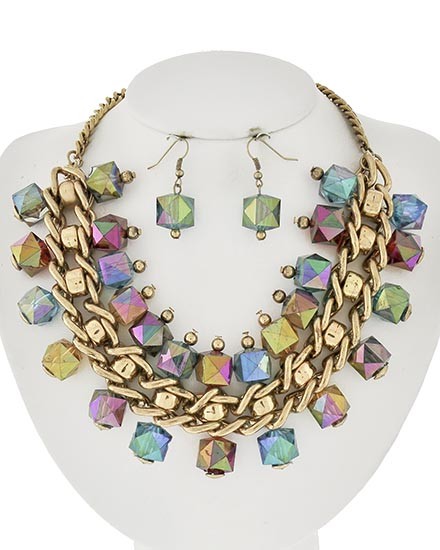 Necklace and Earring Set - Multi Color