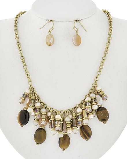 Necklace and Earring Set - Gold and Topaz