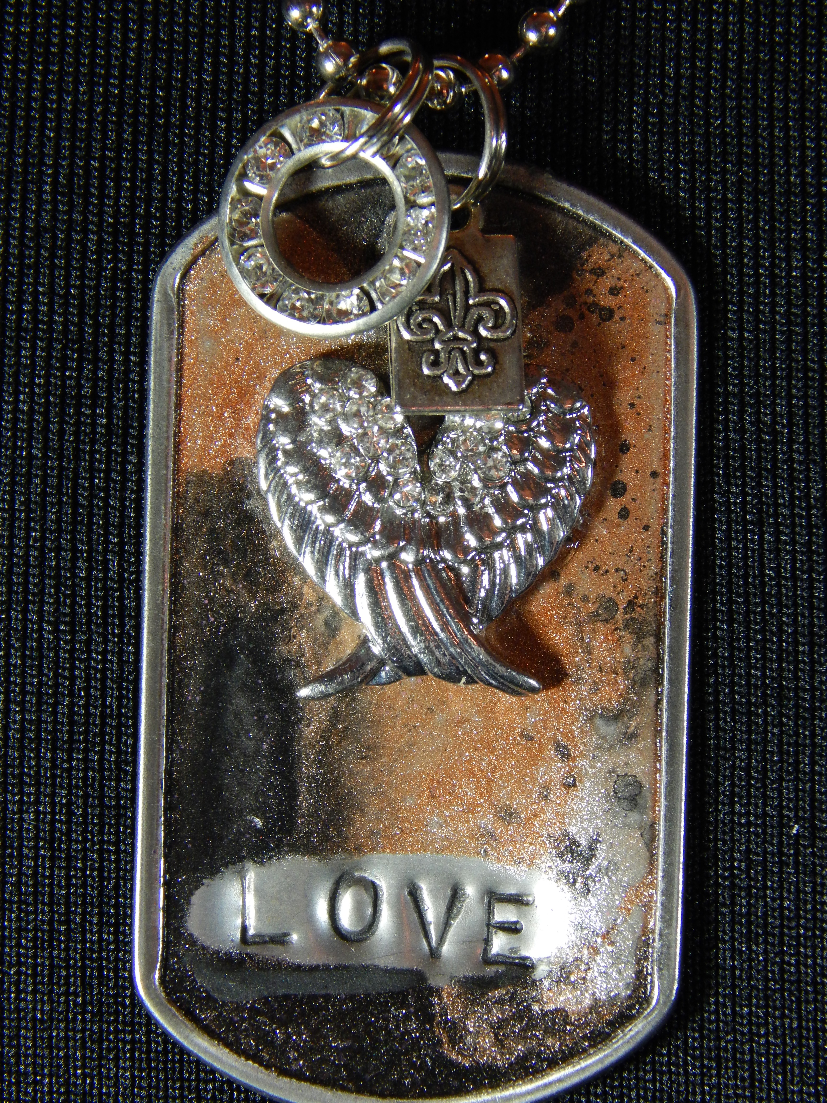 Kate Mesta Tag Necklace - Wings and Love Stamp