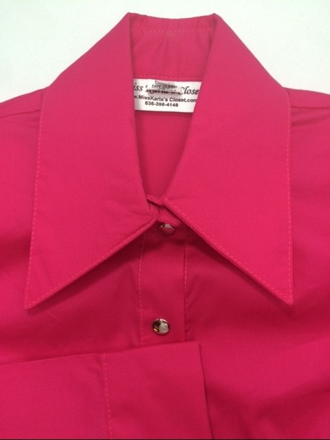 Miss Karla's Closet Snap Front Fitted Show Shirt - Hot Pink