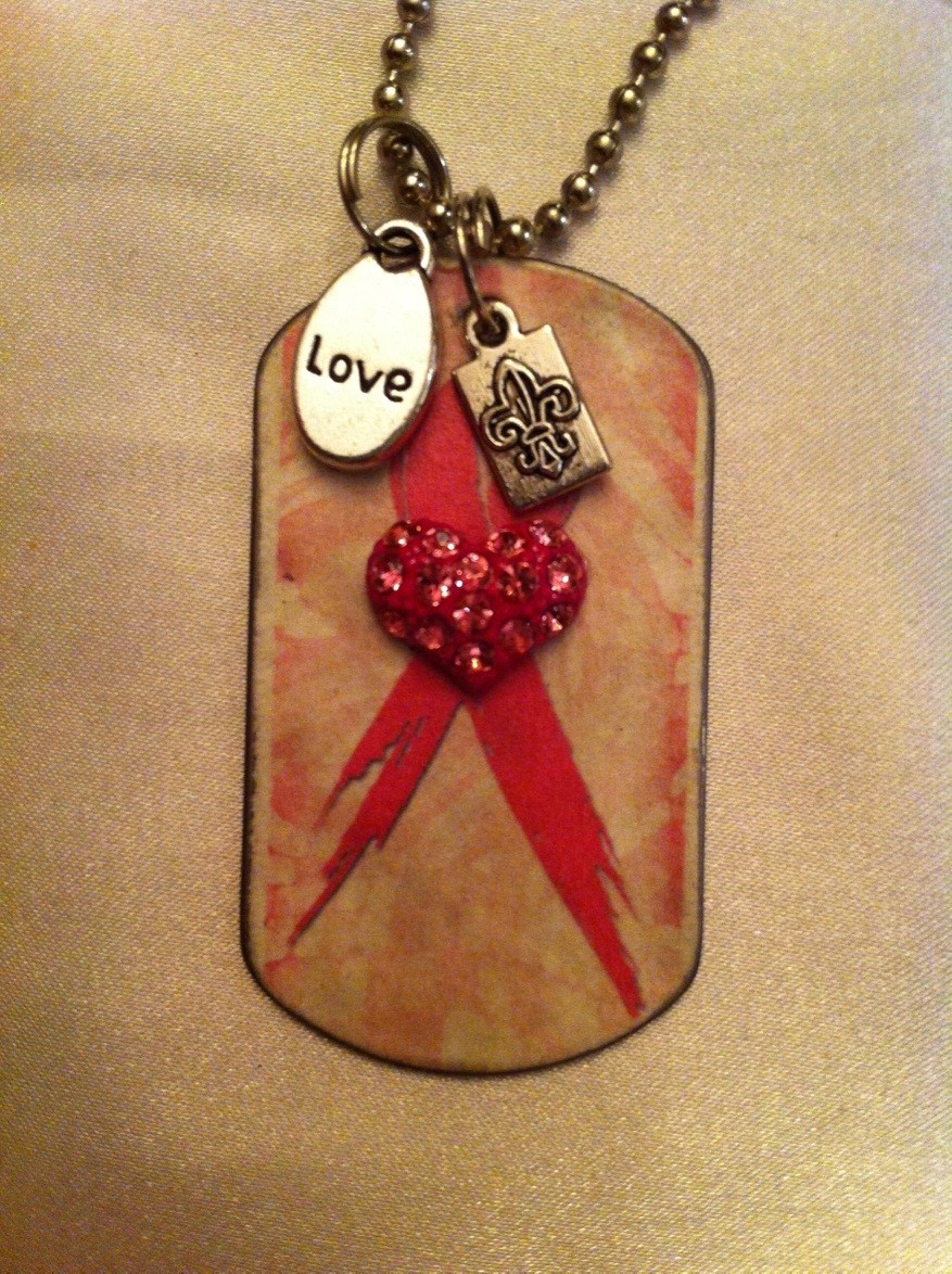 Kate Mesta Tag Necklace - Hope Ribbon and Heart