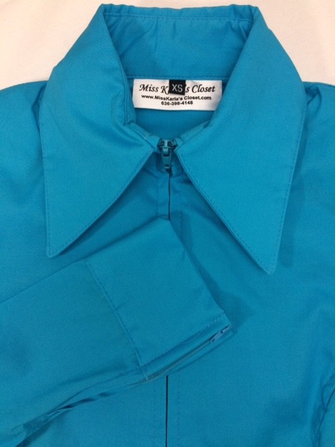 Miss Karla's Closet Fitted Show Shirt - Light Turquoise