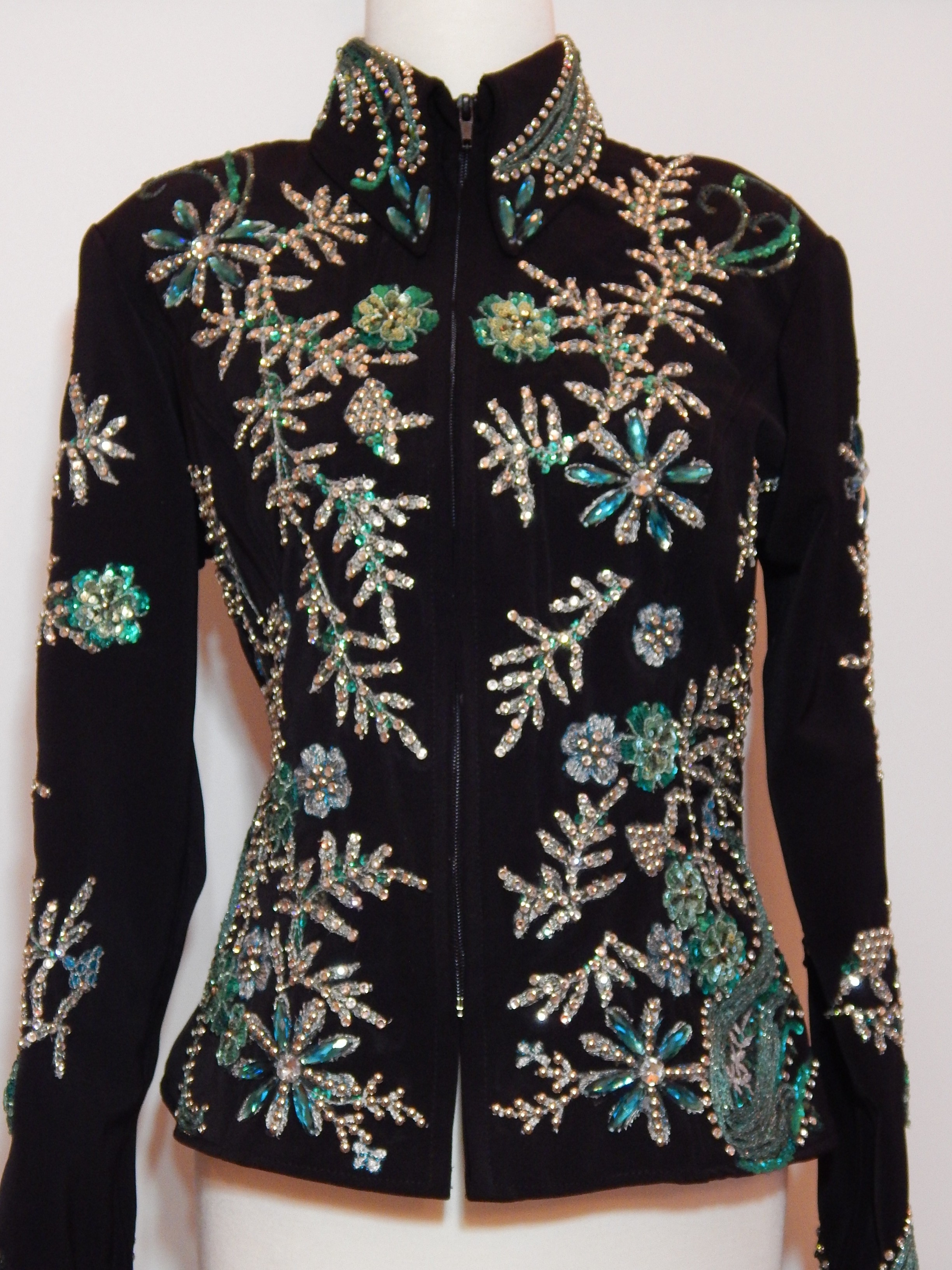 MKC Custom Showmanship/Halter Jacket Black with Green and Silver