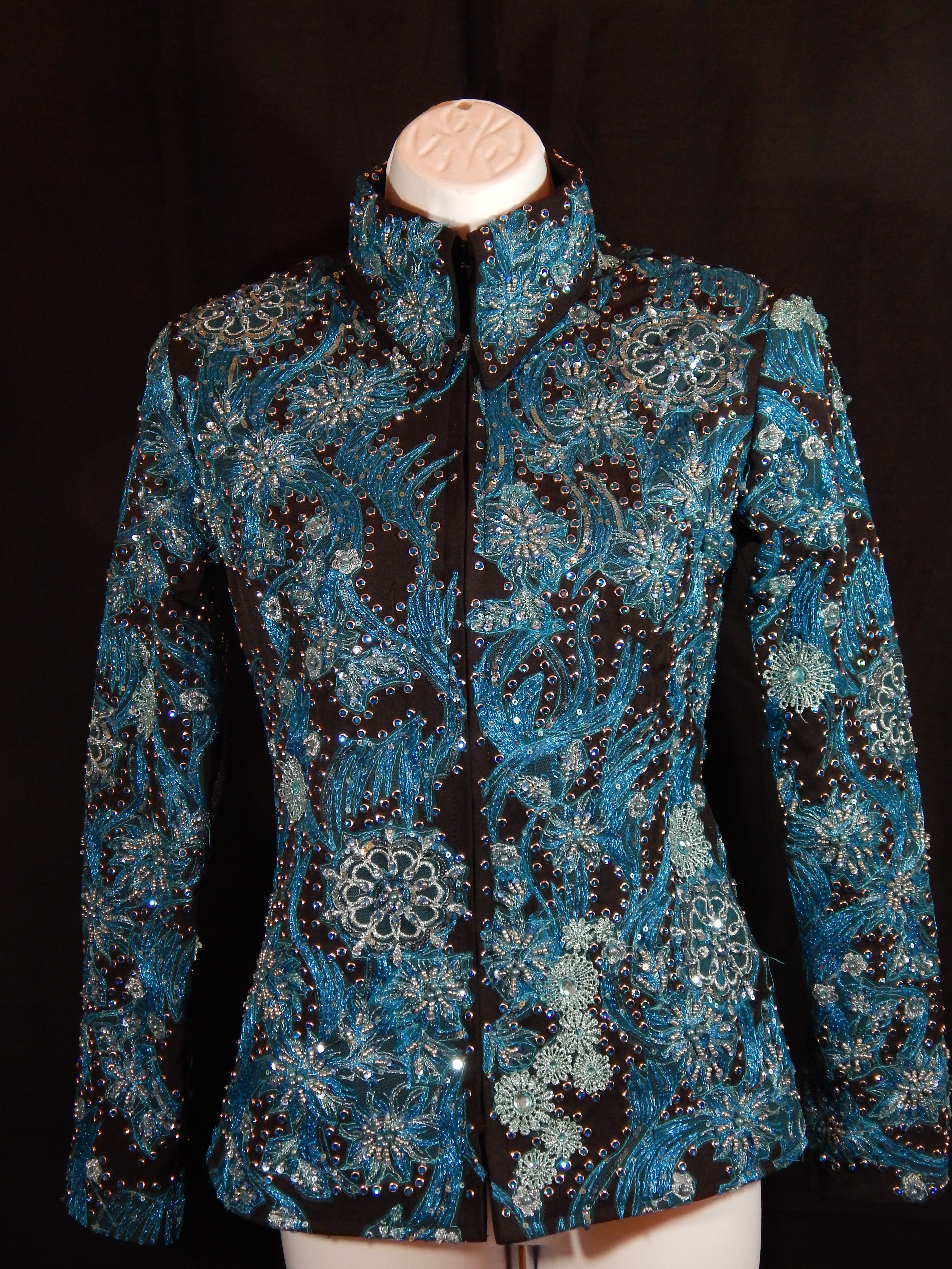 MKC Custom Showmanship Jacket - Black and Turquoise
