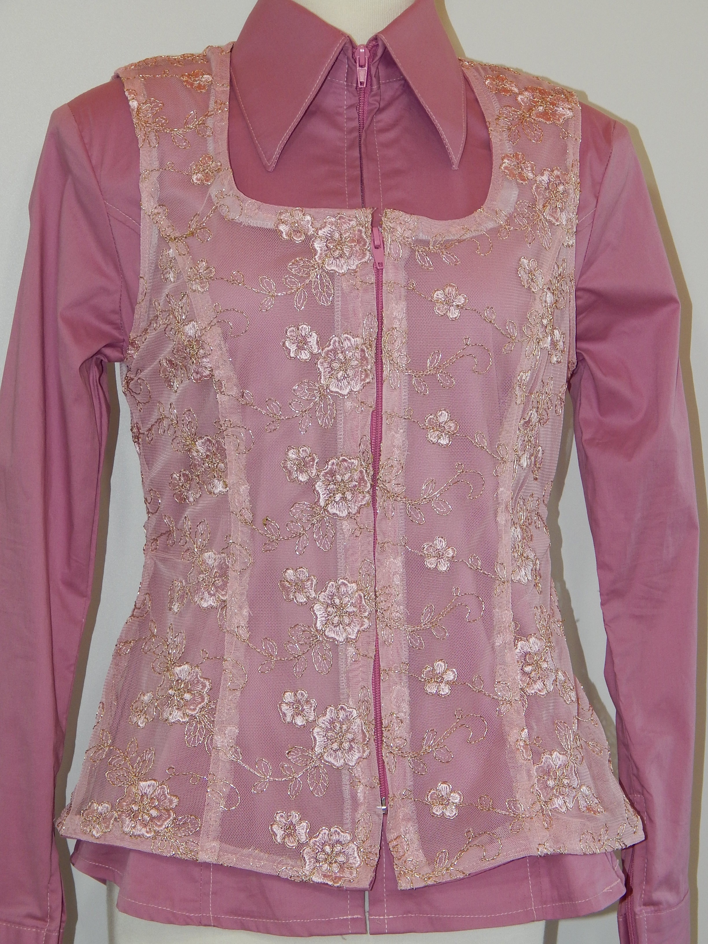 MKC Lace Horse Show Vest - New Pink/Gold Thread