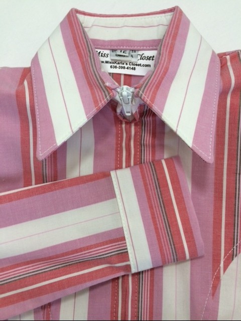 MKC Youth Fitted Show Shirt  - Thick Pink Stripe