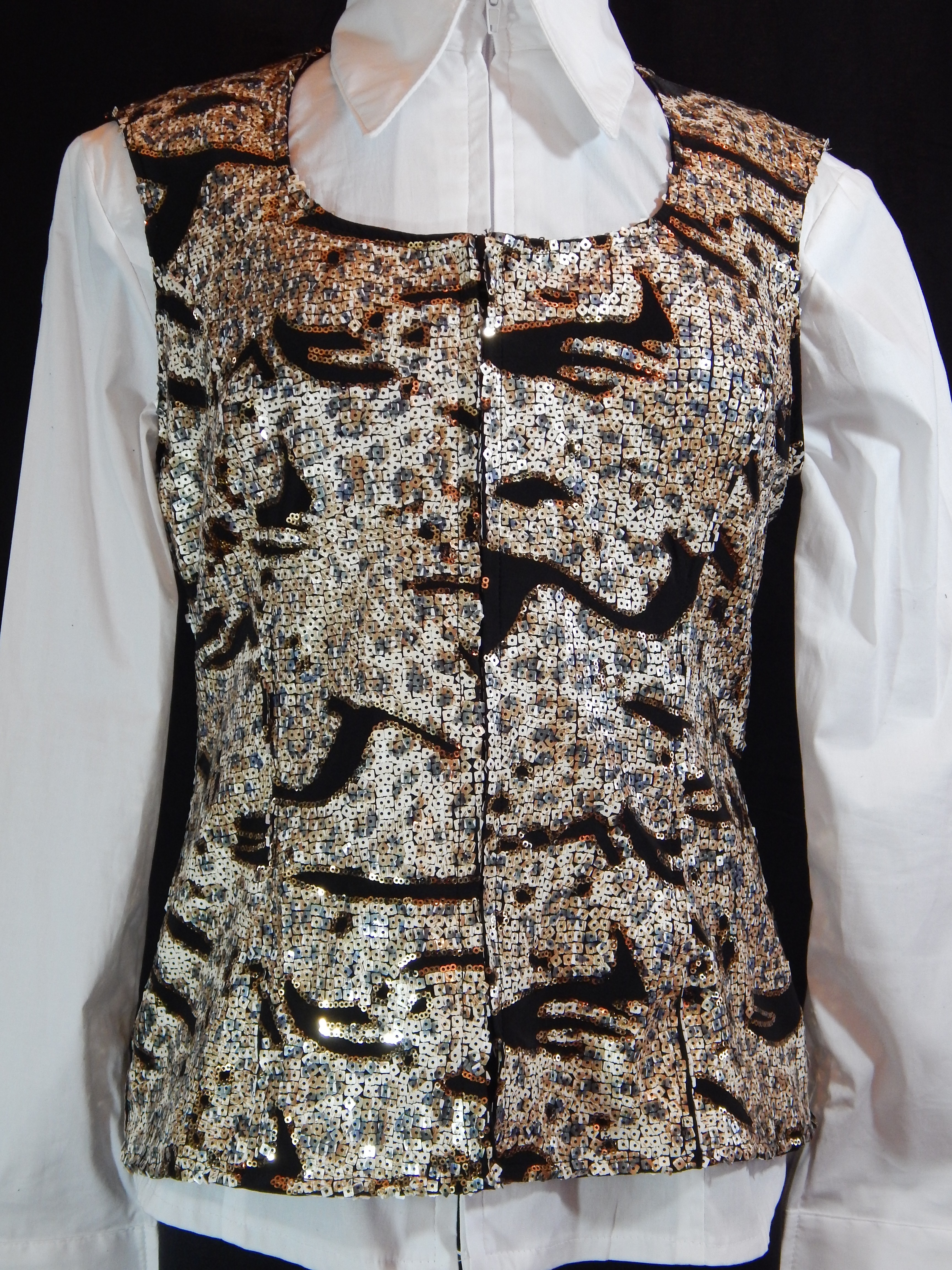 Poly Cotton Vest - Silver Sequin