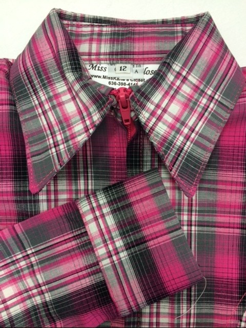 MKC Youth Fitted Show Shirt  - Pink Plaid