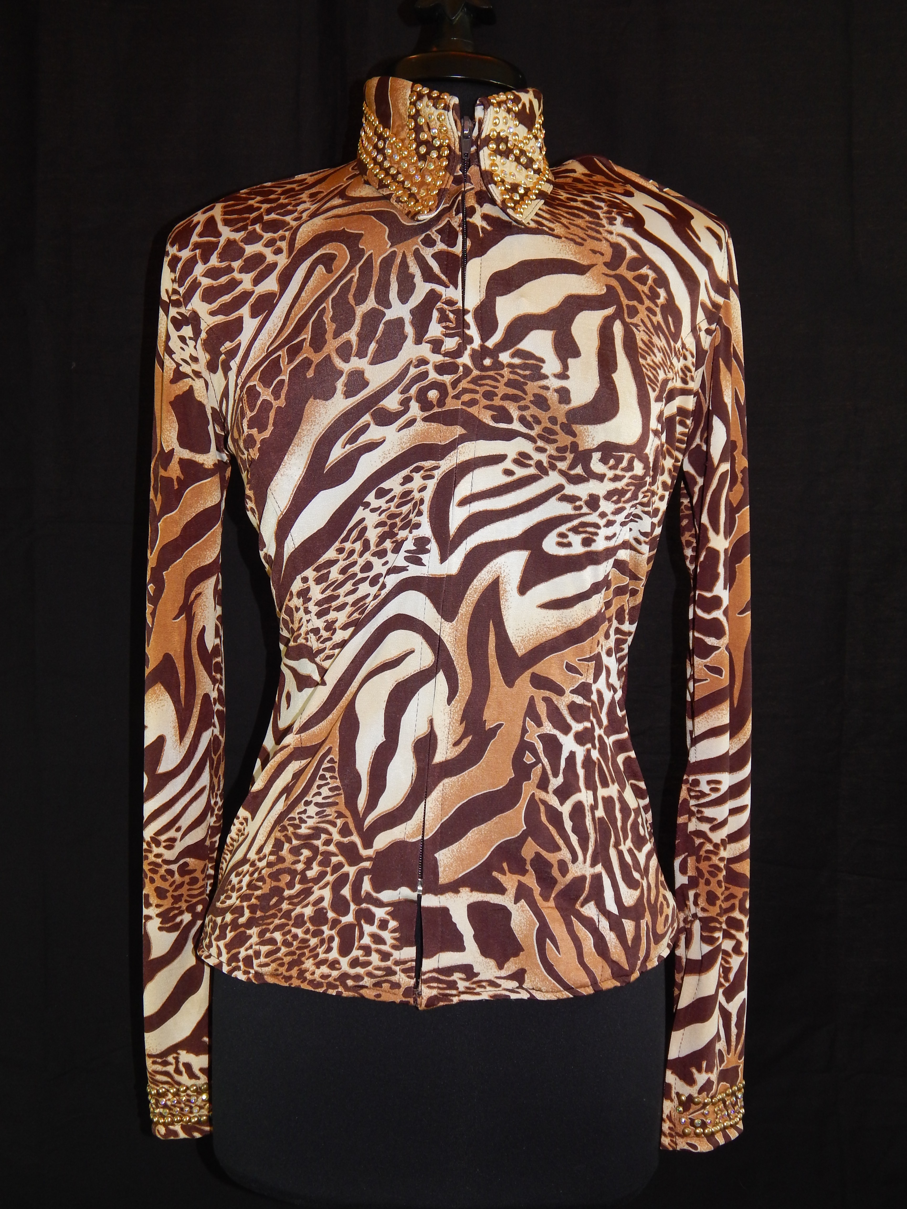 MKC Brown Animal Print Horse Show Shirt