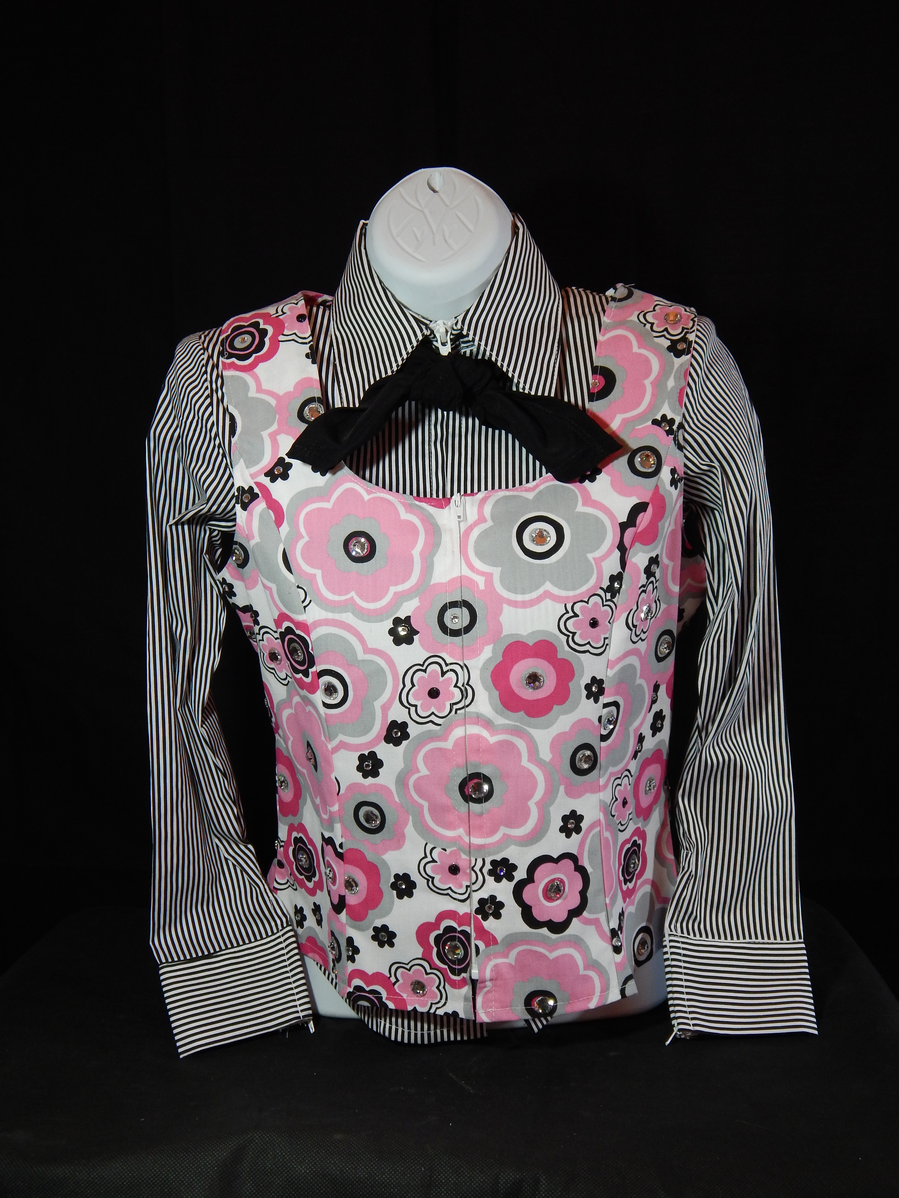MKC YOUTH Horse Show Vest - Pink, Black, White, Gray Floral