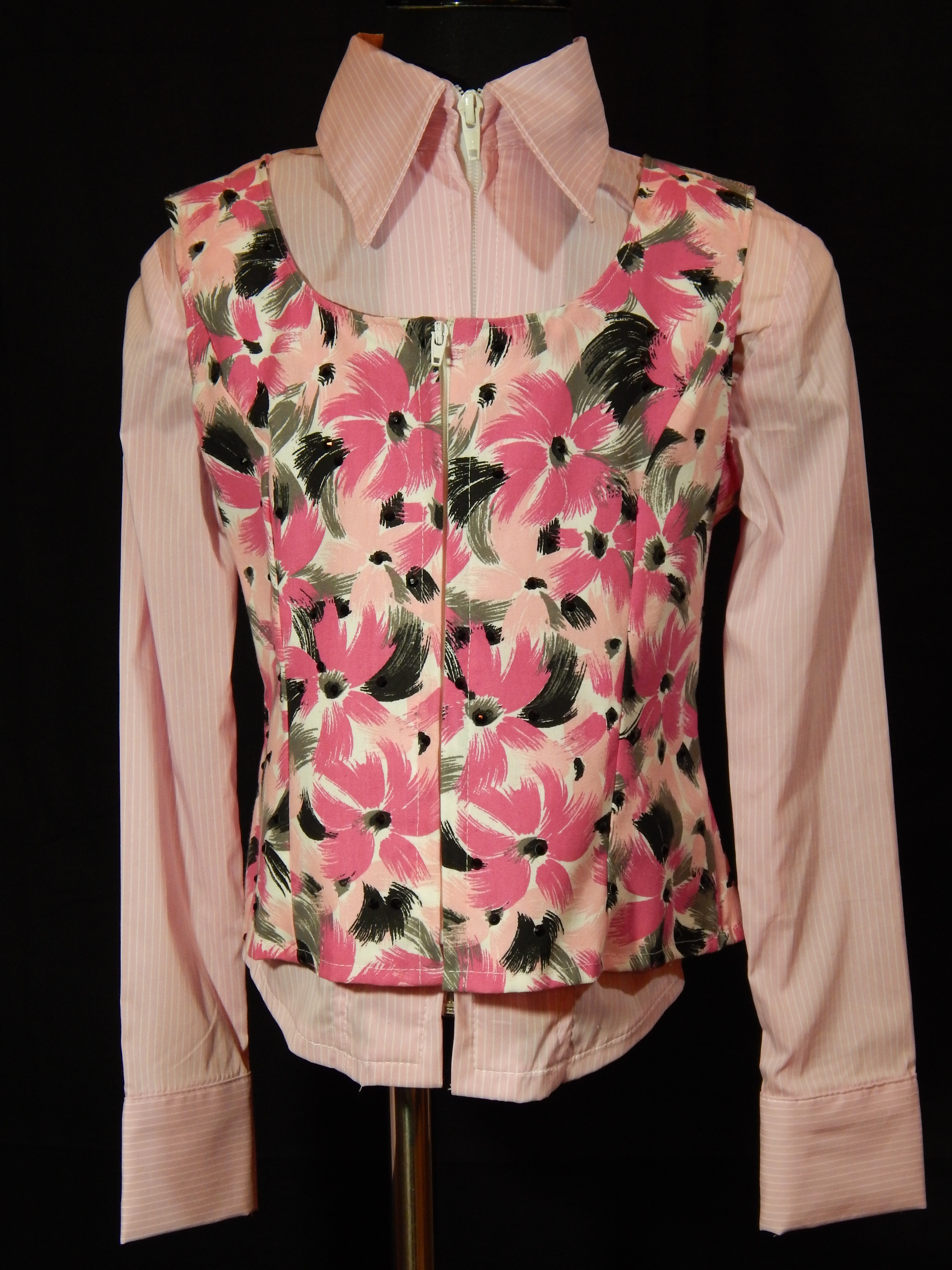 MKC YOUTH Horse Show Vest - Pink, Black, White, Gray Floral