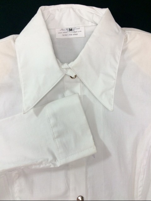 Miss Karla's Closet Snap Front Fitted Show Shirt - White