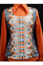 MKC Aztec Sequin Vest - Silver, Orange, Blue, and White