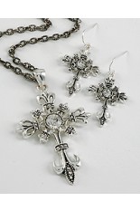 Necklace and Earring Set - Cross 