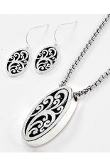 Necklace and Earring Set - Oval Filigree Pendant