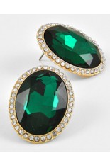 Horse Show Post Earrings - Emerald Glass 1 3/8"