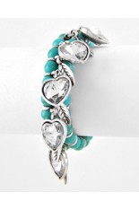 Bracelet - Heart Charm with Turquoise Stone
