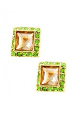 Horse Show Post Earrings -Peach Peridot 3/8"