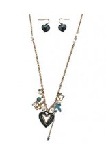 Necklace and Earring Set - Gold heart charm