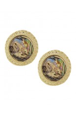 Horse Show Post Earrings - Gold Abalone 3/4"