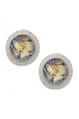 Horse Show Post Earrings - Silver Abalone 3/4"