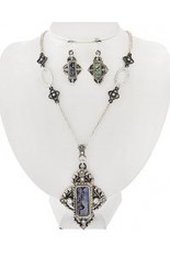 Necklace and Earring Set - Silver and Abalone