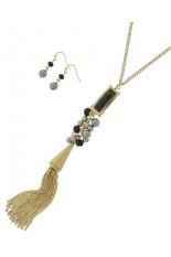 Necklace and Earring Set - Gold and Black
