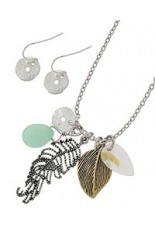 Necklace and Earring Set - Silver and Mint